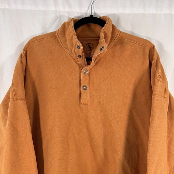 Aigle Sweater Women's Large Orange Mock Neck Long Sleeve Cotton Blend Pullover - Picture 2 of 10